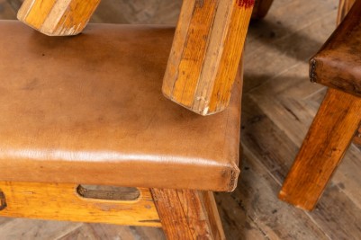 Vintage Leather Topped Gym Bench